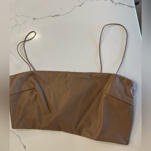 Brown leather tic toc crop top